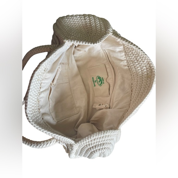 David & Scotti Cream White Handmade Boho Luxe Braided Macrame Rope Handbag Purse - Picture 7 of 8